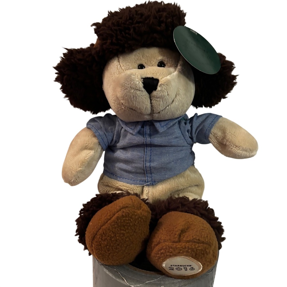 Starbucks 2016 NWT Bear Plush Toy Brown Blue